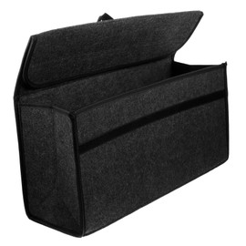 PACKOVE Felt Car Storage Bag Foldable Organizer Pouch for Trunk Portable Driving Bag for Van Grey Felt Design for Groceries Emergency Gear Sporting Equipment