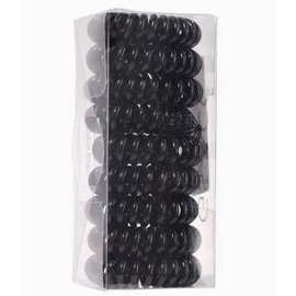 Spiral Hair Ties for Women - Creaseless and Dent-free Coil Hair Ties ，Phone Cord Coils Made of Flexible and Durable Plastic 9 pcs (Black)