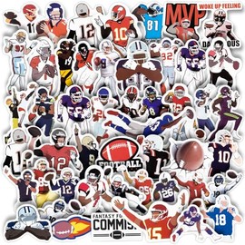 100 Pcs Large Football Stickers, American Football Stickers Pack for Water Bottle, Vinyl Waterproof Rugby Stickers for Helmet, Football Team Fans Gift Decal for Kids Boys Girls Teens