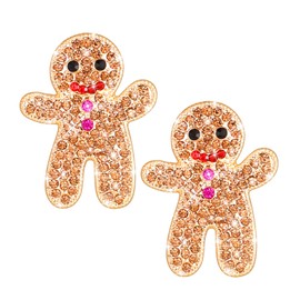 JMHACHY Christmas Earrings for Women - Cute Sparkly Rhinestone Gingerbread Man Earrings Stud, Funny Xmas Ornament Earrings, Festive Christmas Parties Present for Girls