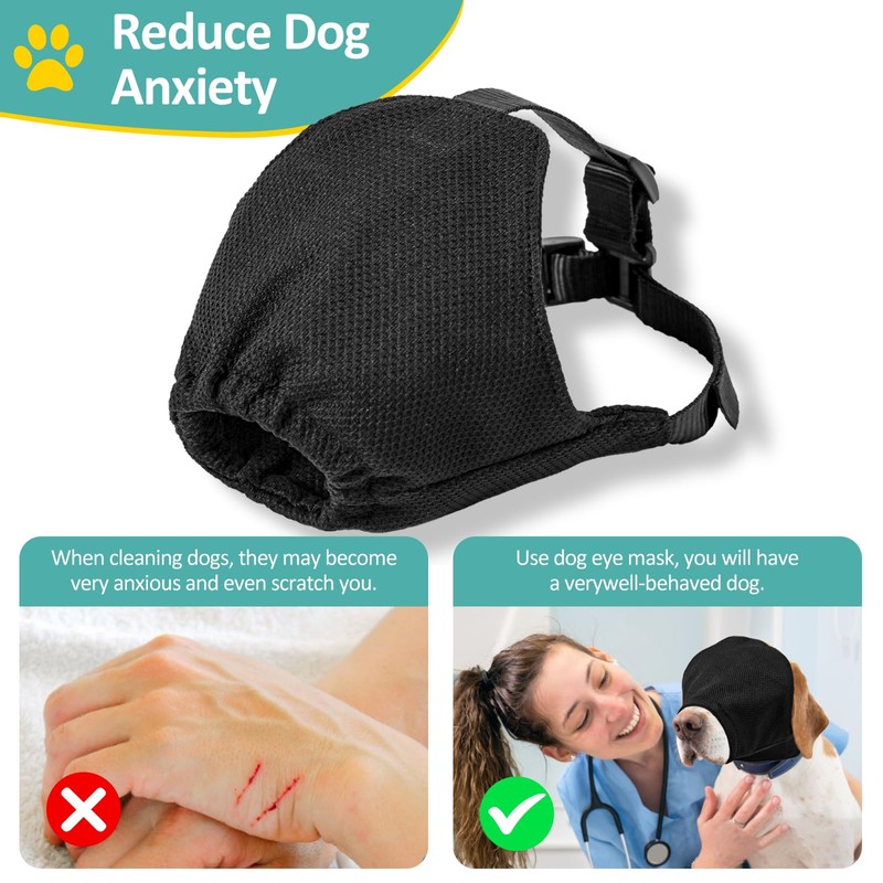 OHCOZZY Dog Calming Cap, Soft Dog Eye Mask Adjustable Mouth