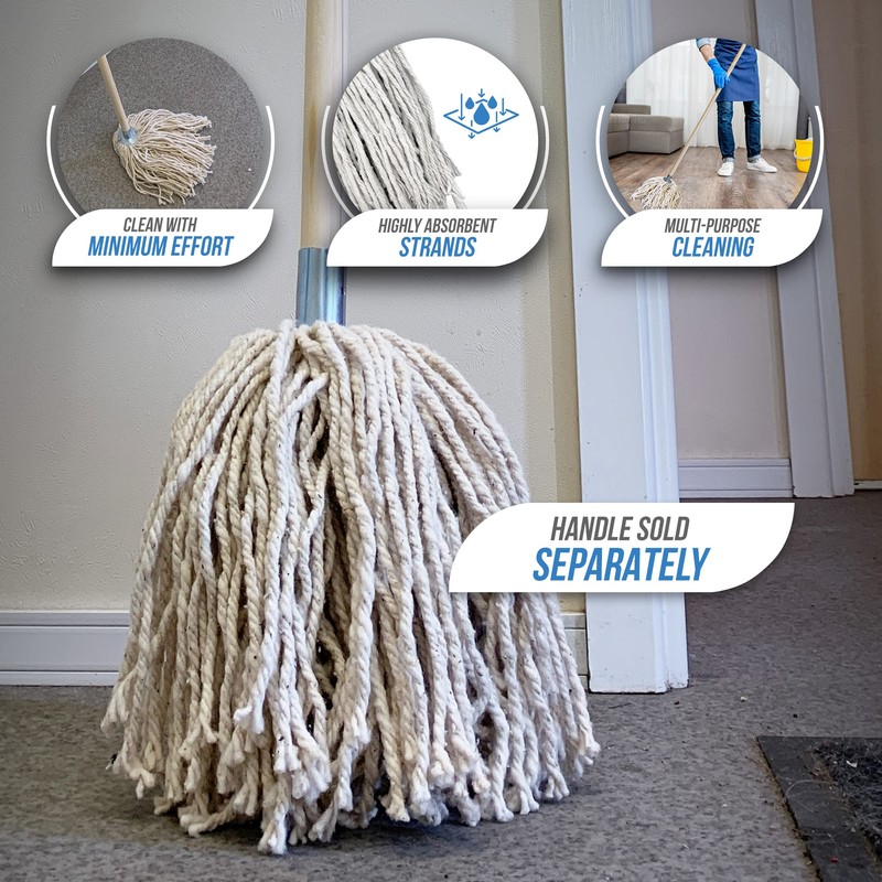 Pack of 2 Industrial Mop Heads Replacement, PY.16 Pure Yarn
