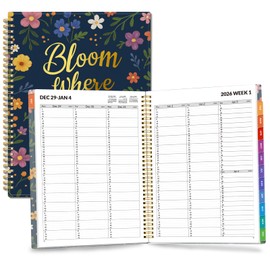 SUNEE 2026 Appointment Book, Quarter-Hourly, Weekly & Monthly - from January 2026 - December 2026, 8.5"x11" Weekly Planner, Flexible Cover, Note Pages, Pockets, Bookmark, Spiral Binding, Navy Flower