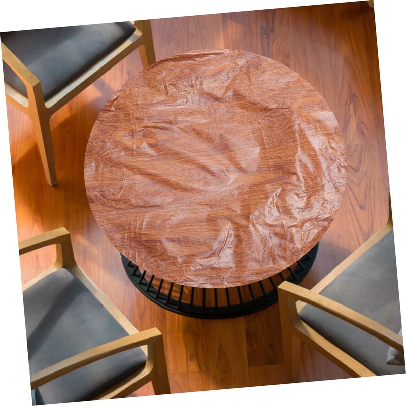 Ciieeo Buffet Tablecloth with Elastic Edges Wood Grain Design Table