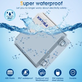 XINYIELE Waterproof Outdoor Project ABS Plastic Junction Box IP67 Weatherproof Dustproof Enclosure with Hinged Cover, Mounting Plate,Wall Brackets for Power Project (5.9"X5.9"X3.5")