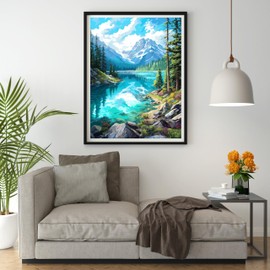 14CT Counted Cross Stitch Kits for Adults Mountain Flowers Advanced Stamped Cross Stitch Kits for Adults (Mountain)