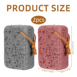 2pcs Large Size Exfoliating Bath Sponges for Men and Women, Soft Loofah Body Scrubber for Shower & Bathroom Use, Durable Exfoliator for Smooth Skin (Grey, Red-Brown)