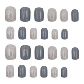 KKLM Nail Tips, Set of 24, Nail Tips, Short, Fake Nails, Set of 24, Short Type, Fake Nails, Finger Suit, Short, Cute, Simple, Japanese-Style Design, Stylish, Coming-of-age Ceremonies, School Entrance