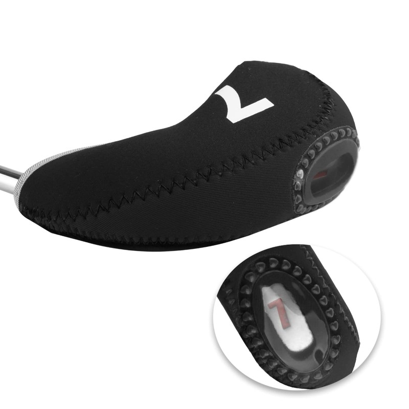 Andux Number Print Golf Iron Club Head Covers with Transparent