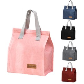 shaohui Lunch Bags for Women Men, Waterproof and Leakproof Lunch Box Tote Bags, Reusable Insulated Lunch Tote Bags for Work, School, Picnic, Camping Trips (Pink)