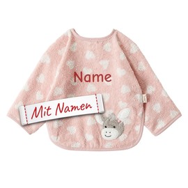 LALALO Sterntaler Bib with Embroidered Name for Baby with Sleeves, Full Body Supplementary Food, Sleeve Bib for Children, Model 10