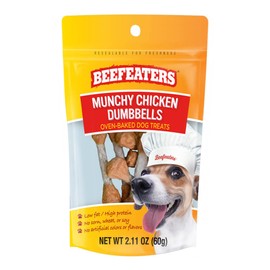 Dog Treats - Munchy Chicken Dumbbells 2.11oz, Case if 12 | Dog Food Savory Real Chicken & Beef Hide Treats | High Protein & Low Fat | Training Treats For All Dog Sizes | BEEFEATERS