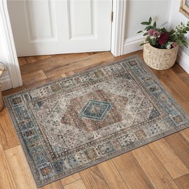 GENIMO 2x3 Door Mat Indoor Entrance, Washable Entryway Rugs Non Slip Low Pile Lightweight Thin Runner Rugs for Entryway Indoor, Laundry Room, Corrider and Bedroom, Taupe Brown