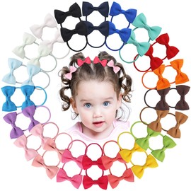 MiDoDo 40PCS Baby Girls Hair Bows 2 Inch Grosgrain Ribbon Hair Bows Hair Ties Elastic Rubber Bands Small Ponytail Holder Hair Bands Bobbles for Girl Teens Kids Babies Toddlers 20 Colors