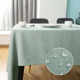SEASHORE TREE Tablecloth Linen Look Tablecloth Washable Tablecloth Linen Table Runner Table Linen Square Waterproof Tablecloth Light Green 140 x 240 cm