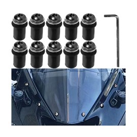 LKAHG 10PCS Motorcycle Windshield Bolts Screws Kit, M5 15mm Aluminum Alloy Motorbike Windscreen Body Mounting Nut Set, Auto Fairing Fastener Accessories, Universal for Motor Bicycles (Black)