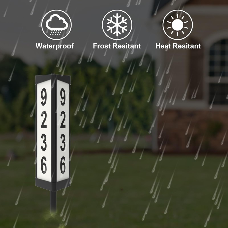 IVWVI 3 Side Solar Address Numbers, Lighted House Numbers for