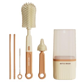 store88 Baby Bottle Brush, Bottle Wash, Drying Stand, Portable, Travel, Baby Supplies, Compact (Orange)