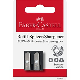 Faber-Castell Refill Double Hole Plastic Sharpener for RollOn Sharpening Box on Blister Card, Black