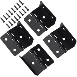 Matte Black Three Fold Hinges 4 Pcs Chest Fold Bend Hinges with M4 Screws 5 Holes Half-Surface Hinge Durable Metal 270 Degree Hinge for Jewelry Boxes, Furniture & DIY Projects Retro Cabinet Hardware