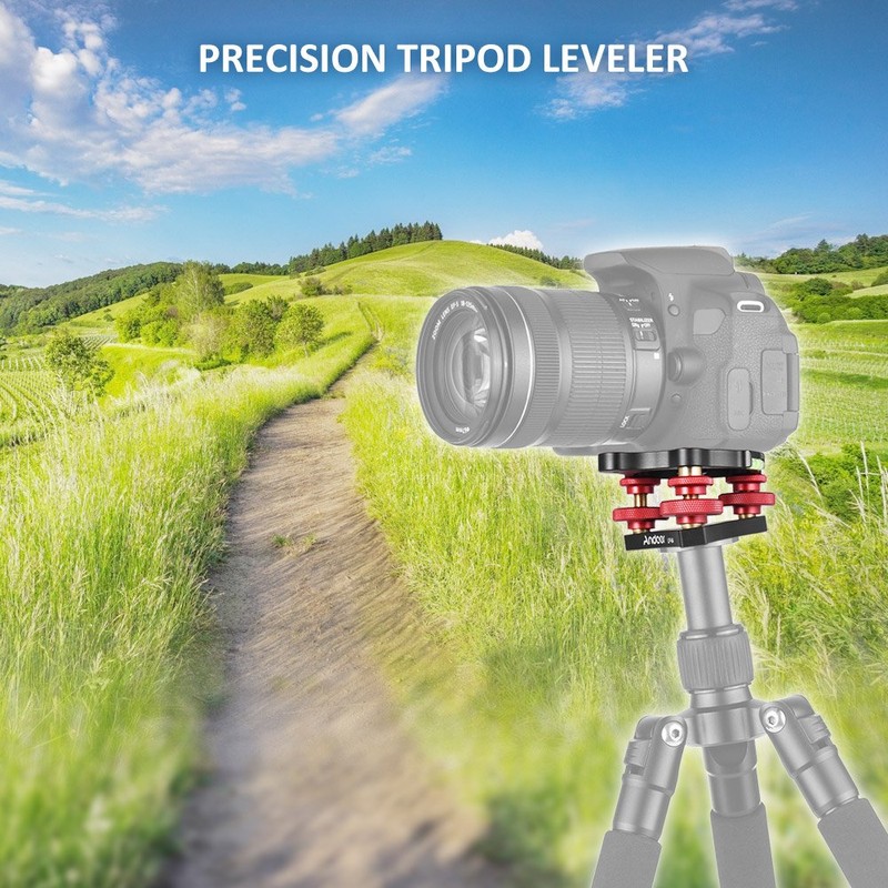 Andoer Tripod Leveling Base Leveler Tri-wheel Leveler with Bubble Level