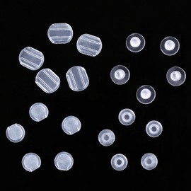 Maxdot 100 Pieces 4 Size Earring Back Pads Clear Silicone Comfort Earring Cushions for Clips on Earrings