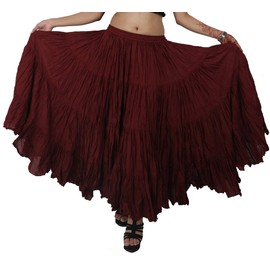 Wevez - Falda de algodón de color liso para mujer, Granate, 0X-3X