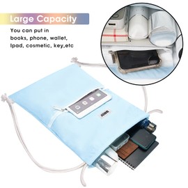 Drawstring Backpack String Bag Sackpack Cinch Water Resistant Nylon for Gym Shopping Sport Yoga by WANDF (Light Blue)