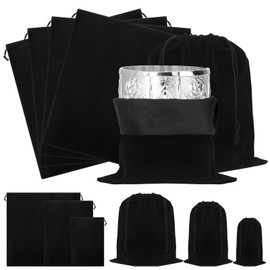 Tanstic 4Pcs Silver Storage Bags, 17.71" x 17.71"/ 450 x 450mm Anti Tarnish Storage Bag Black Fabric Cloth Bags for Silverware, Silverplate, Flatware, Jewelry Storage