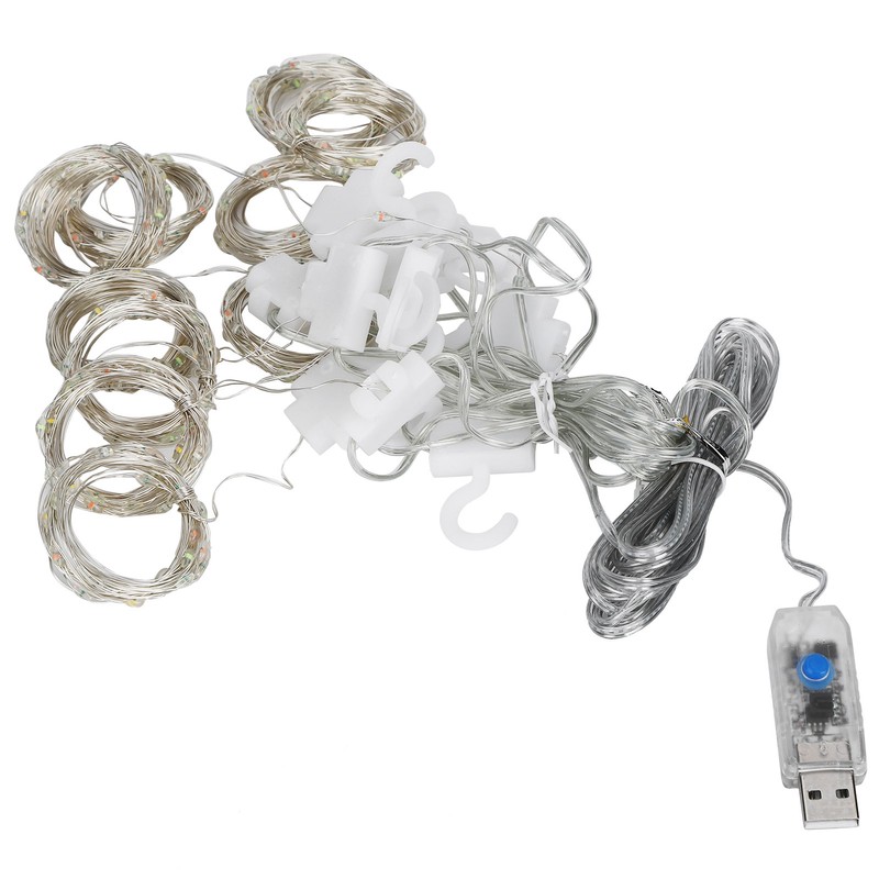 3x3 m Copper USB Wire Curtain Light String for Home