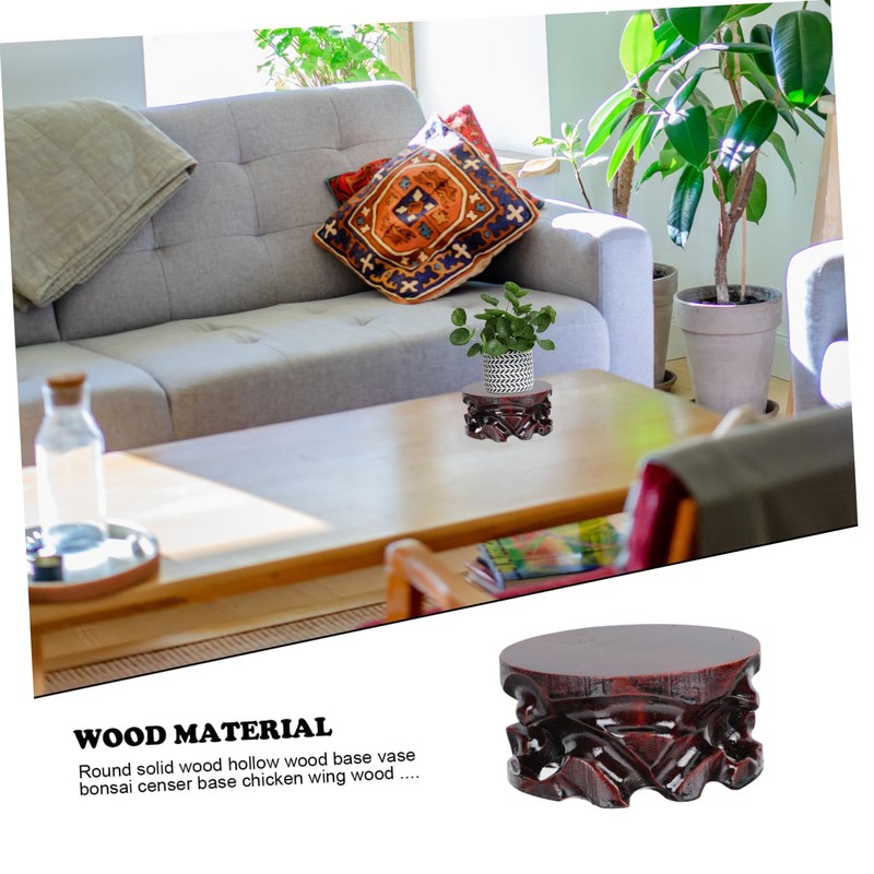 Mipcase 1Pc Antique Wood Display Base for Flowerpots Chinese Style