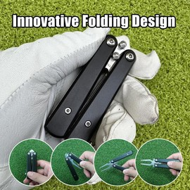 Arttodo Folding Butterfly Golf Divot Tool with Bottle Opener, Compact, Durable & Stylish Golf Accessories, Great Golf Gift for Him:_Black