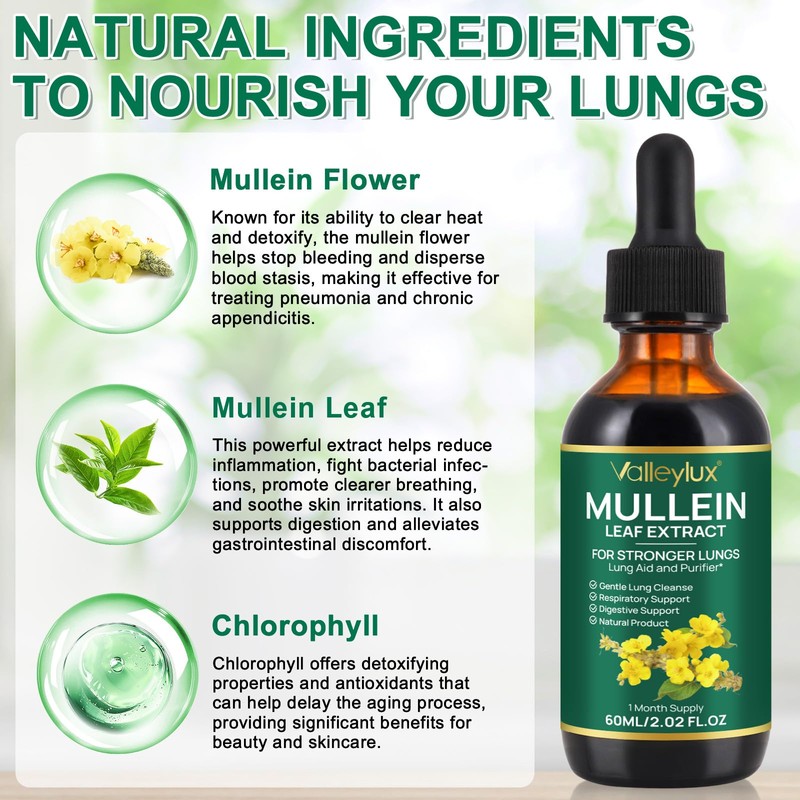 Mullein Leaf Extract for Lung, Mullein Drops, Mullein Leaf Liquid