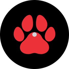 Tire Cover Central Pet or Dog Paws red Spare Tire Cover (255/75r17 Back up Camera Opening)