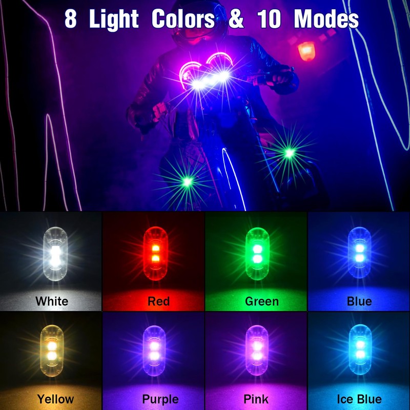 4PCS Wireless LED Strobe Lights with Remote Control, 8 Colors