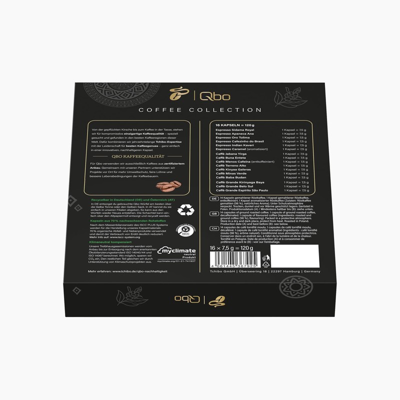 Tchibo Qbo Collection Coffee Capsules, Capsule Collection with 16 Individual