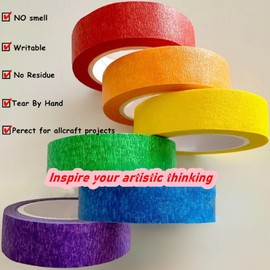 6 Rolls Colored Masking Tape，colored painters tape，0.6" x14.3Yard Drafting Tape,Colored Painters Tape for Arts and Crafts，Labeling Tape, Paper Tape,DIY Decorative Coding Decoration Teaching Supplies