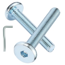 AMLOOPH M8 Bolts, M8 x 60mm Hex Socket Large Flat Head Carbon Steel Fully Threaded Furniture Screws/Bolts for Chairs, Cots, Beds and Tables (Pack Of 12- and a Wrench)