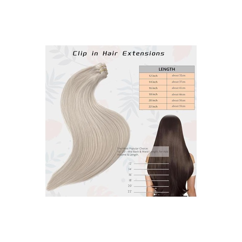 Extensiones De Cabello Liso Con Clip, Cabello Humano Real 100%