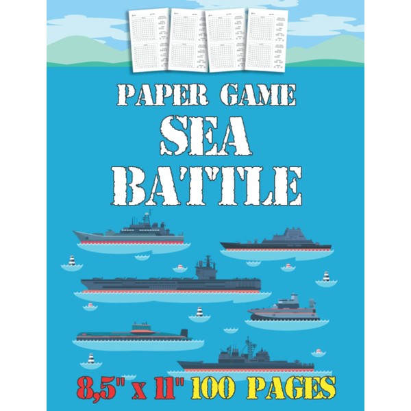 Paper Game Sea Battle 100 pages 8,5 x 11 inches:
