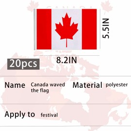 20Pcs Canada Flag Mini Canadian Flags Small Canada Hand Flag Hand Held Canadian National Flags Canada Day Bunting Decorations for Bar Game Office Sports Competition Table Decor Canadian Day