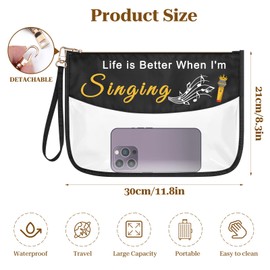 Music Lover Gifts for Women Makeup Bag Singing Song Lover Gifts for Girls Mom Daughter Sister Friend BFF Inspirational Gift Clear Cosmetic Bag Pouch Music Teacher Musicians Birthday Graduation Gift