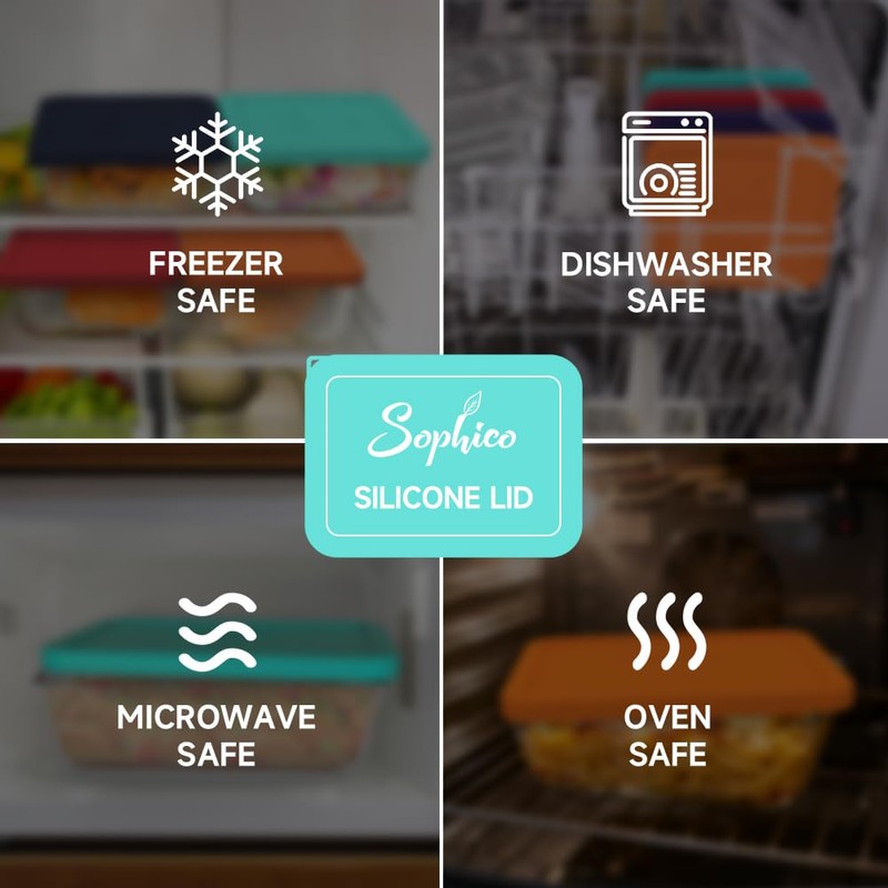 Sophico 11 Cup Rectangle Silicone Storage Cover Lids Replacement for