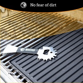MOUNTAIN GRILLERS Mountain Grillers BBQ Grill Grate Scraper - Wide Portable Grill Scrubber for Outdoor Grill, Griddle, Smoke or Oven Grates - Non Slip Stainless Steel Grill Cleaning Tools with Built-in Bottle Opener