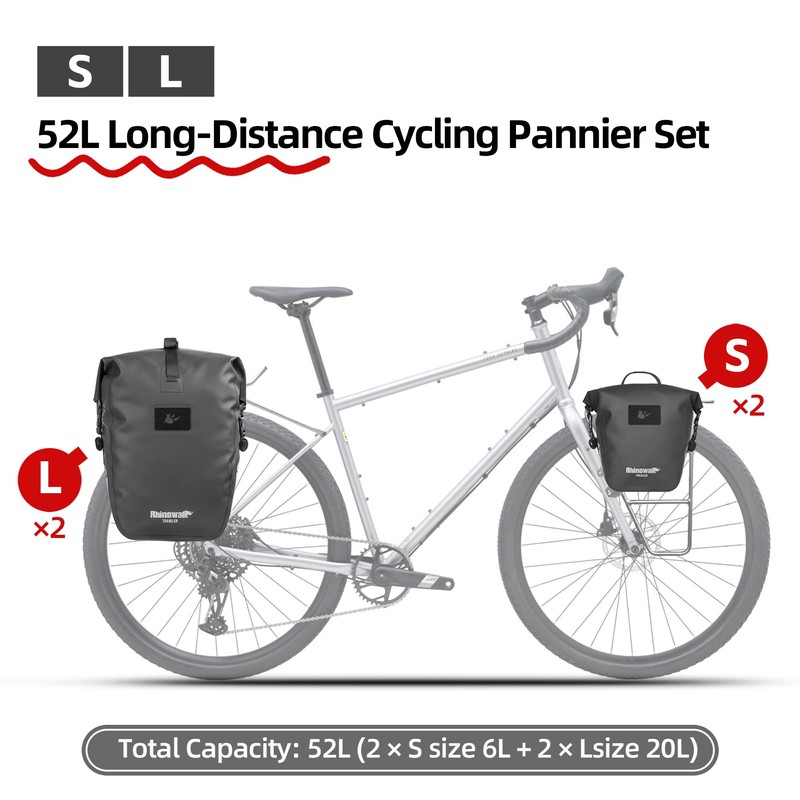 Rhinowalk Waterproof Bicycle Pannier Rack Bag TPU Coating Quick Release