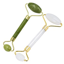 IWOWHERO Jade Roller Massage Stick Set 2pcs Facial Massager Natural Stone Skin Care Tool for Beauty and Relaxation Suitable for Skin Types