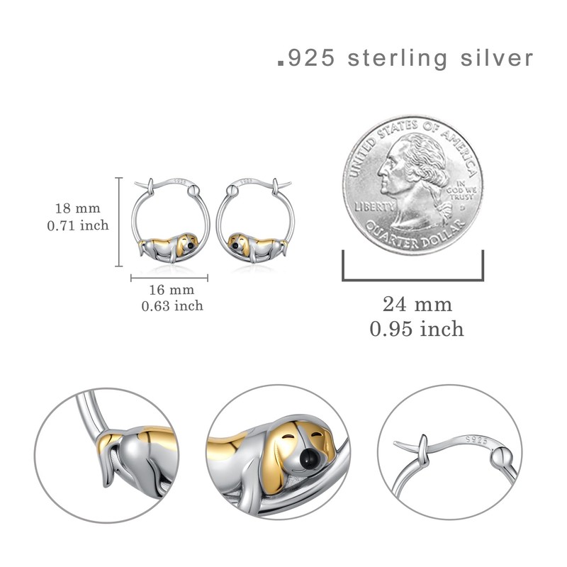 Beagle Earrings 925 Sterling Silver Beagle Hoop Earrings Cute Dog