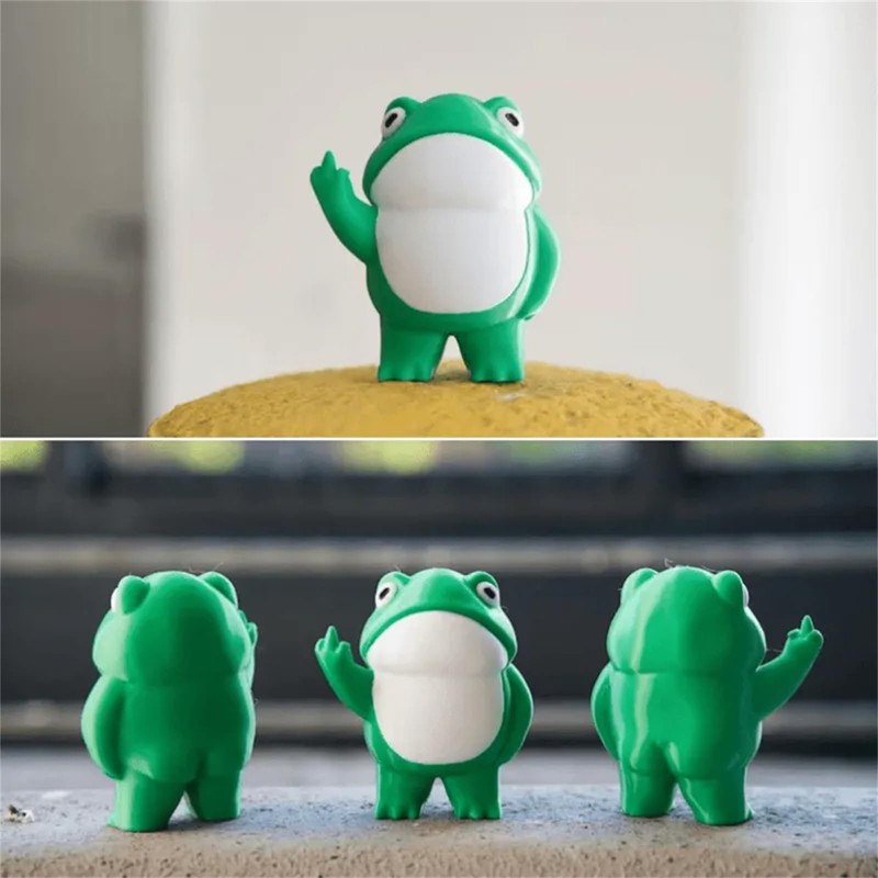 Jxueych Rebellious Frog Figurine, Tall 3.3 Inch, Cute Mini Frog