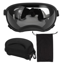 VBESTLIFE Dog Glasses, Windproof, UV-Resistant, Dustproof, Adjustable Strap, Durable Dog Sunglasses for Large Breeds (Black Frame, Grey Lens)