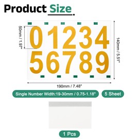 uxcell 5 Sheets/50 Pcs Mailbox Numbers for Outside, 2 Inch 0-9 Vinyl Self-Adhesive Numbers Stickers Waterproof House Sticker with Scraper for Signs Doors Address, Gold